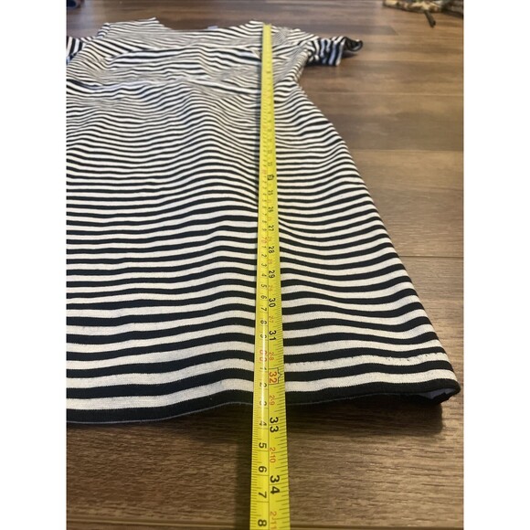 Old Navy Size Small Mini Dress Ponte-Knit Sheath Black/White Stripe Cotton Work - Picture 8 of 10
